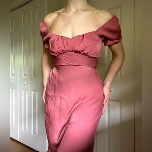 Trixxi Francesca’s rose maxi dress off shoulder with tie belt